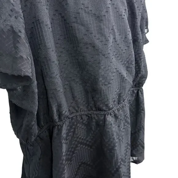 Lane Bryant Womens Black Short Sleeve Peplum Textured V-Neck Shirt Top NWT 26/28 - Picture 3 of 16